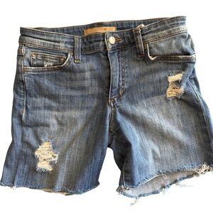 Joe's Jeans Blue Distressed Jean Shorts size 26 cut offs raw edge